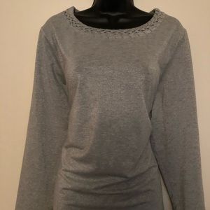 Charter club sparkly shirt with braided collar 1x